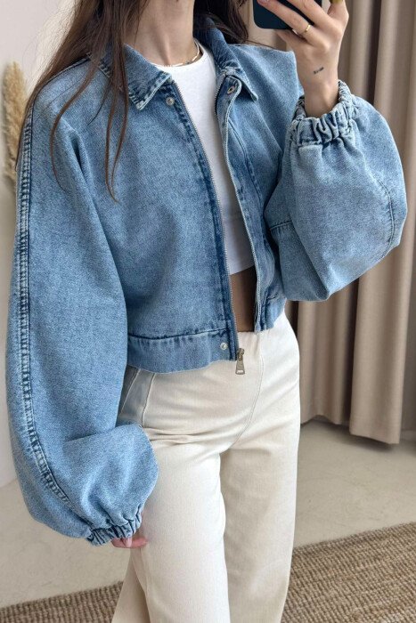 CROPPED SIMPLE DENIM WOMEN JACKET LIGHTBLUE/BZ - 3