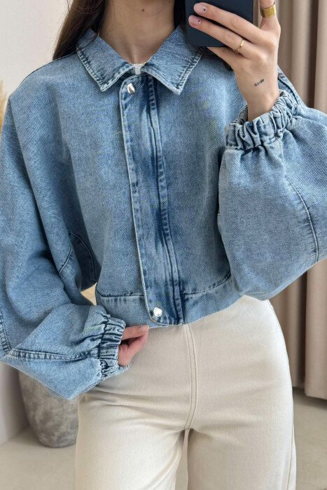 CROPPED SIMPLE DENIM WOMEN JACKET LIGHTBLUE/BZ - 4