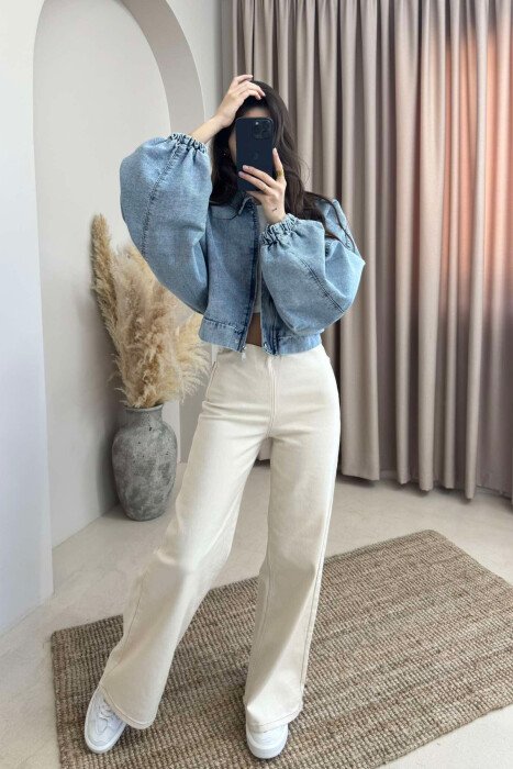 CROPPED SIMPLE DENIM WOMEN JACKET LIGHTBLUE/BZ - 6