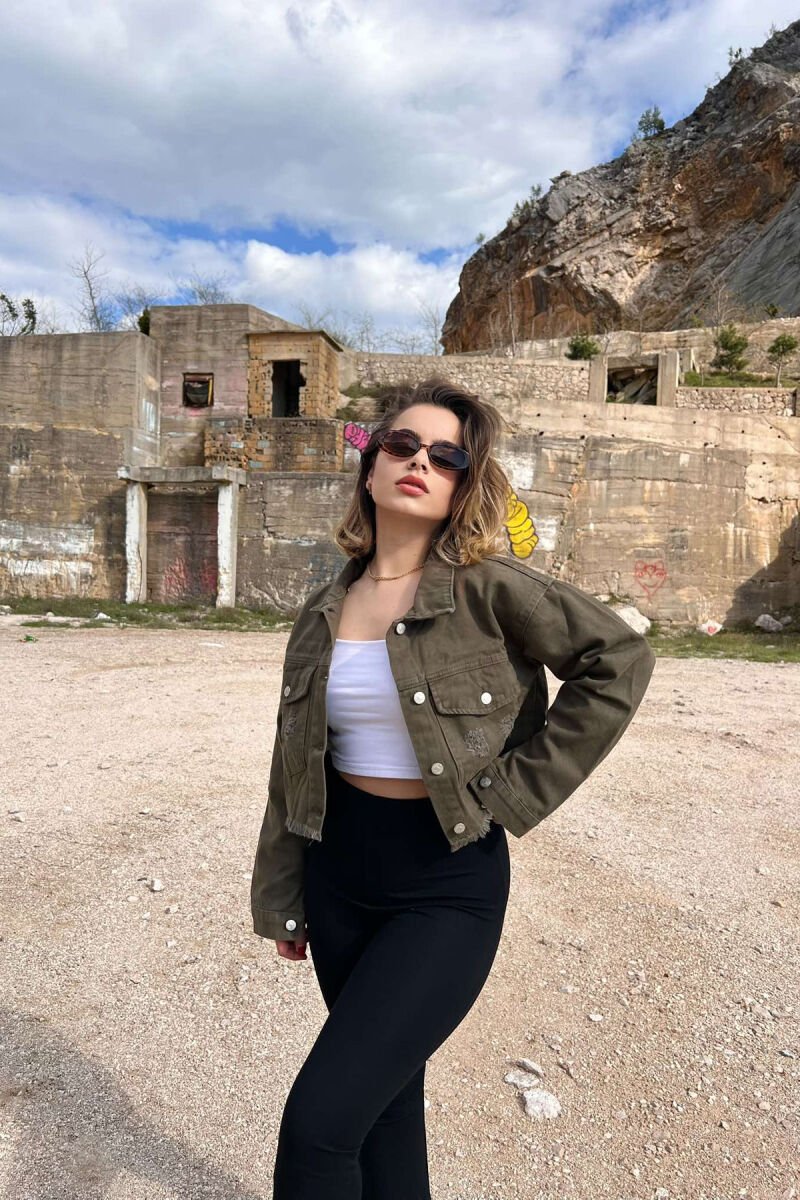 CROPPED SIMPLE WOMEN JACKET GREEN/JESHILE - 1