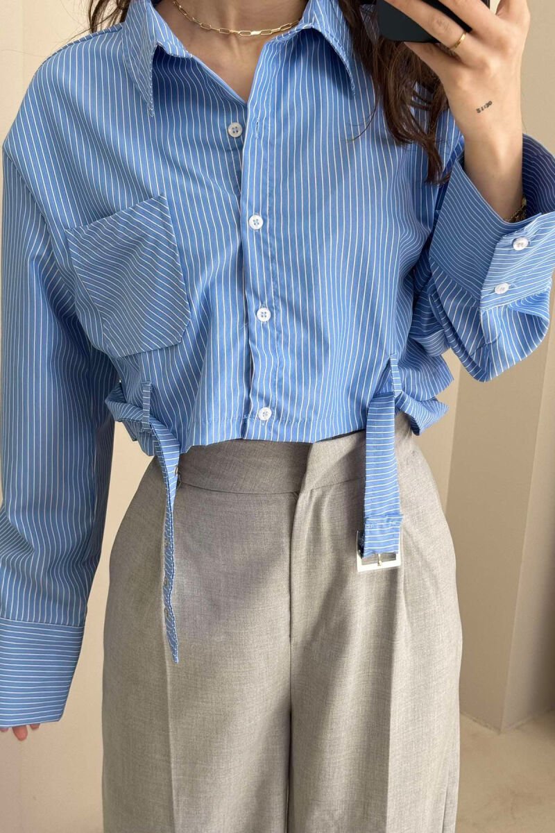 CROPPED STRIPE DESIGN WOMEN SHIRT LIGHTBLUE/BZ - 4