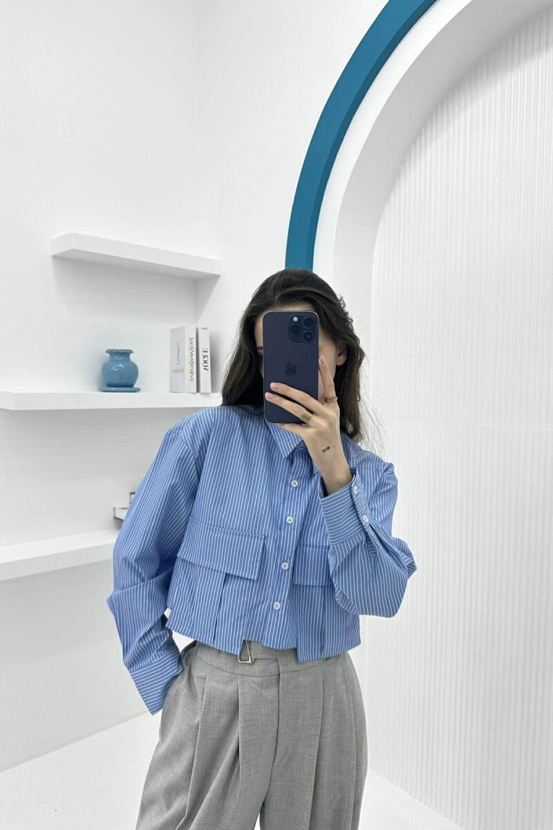 CROPPED STRIPE WOMEN SHIRT BLUE/BLU - 2