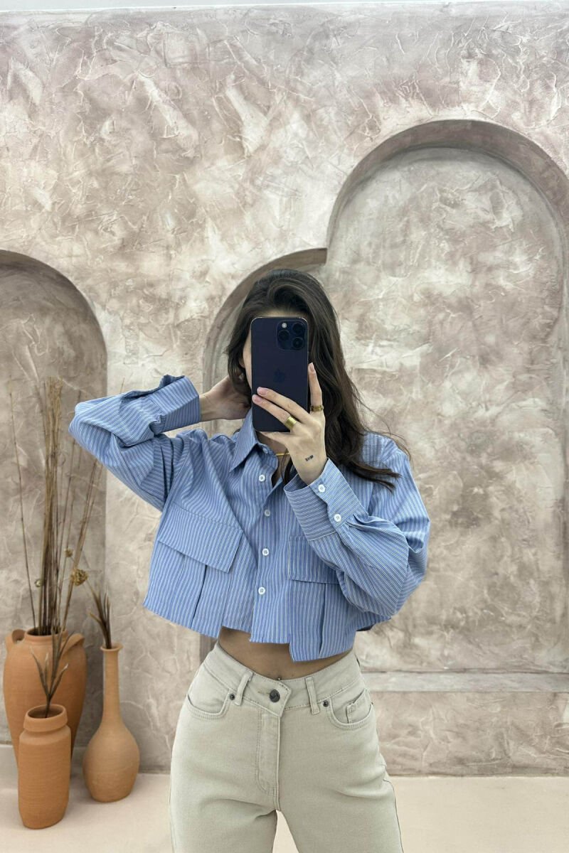 CROPPED STRIPE WOMEN SHIRT LIGHTBLUE/BZ - 2