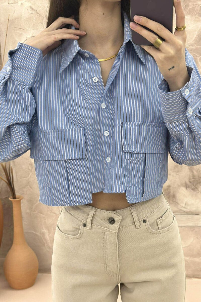 CROPPED STRIPE WOMEN SHIRT LIGHTBLUE/BZ - 4
