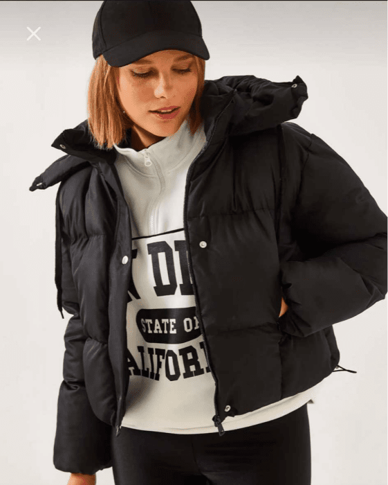 CROPPED WOMEN PUFFER JACKET BLACK/ E ZEZE - KLAUDIO FASHION