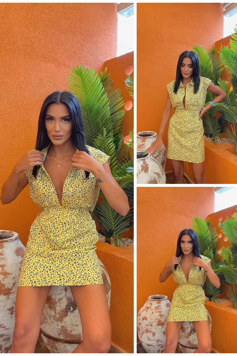 CROP+SHORT SKIRT POLKA WOMAN SET YELLOW/E VERDHE - 1