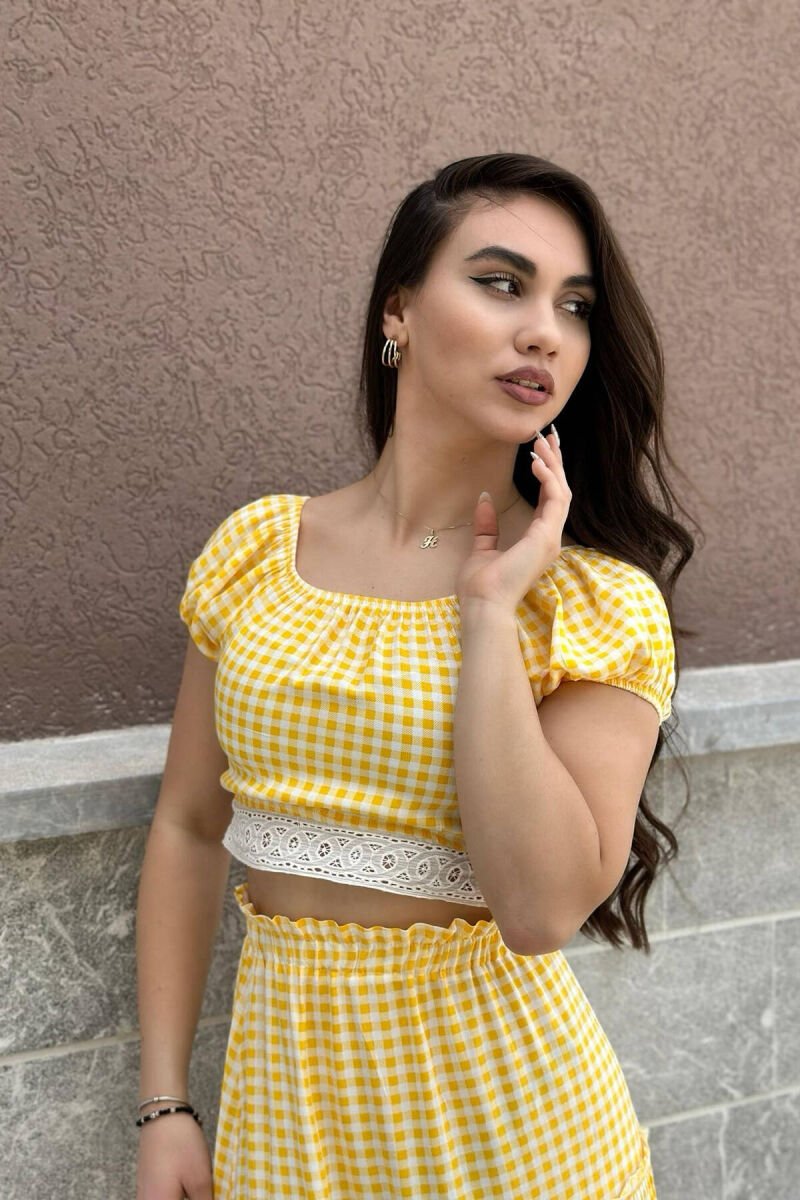 CROP+SKIRT SQUARE WOMAN SET YELLOW/E VERDHE - 2
