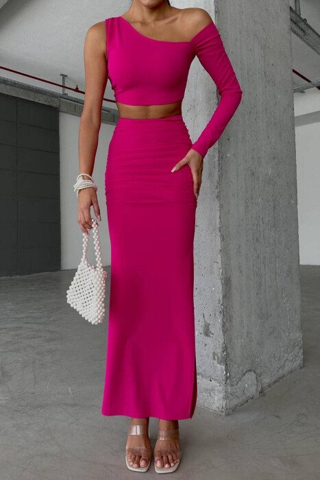 CROP+SKIRT TWO PIECES WOMAN SET FUCHSIA/CIKLAMI - KLAUDIO FASHION