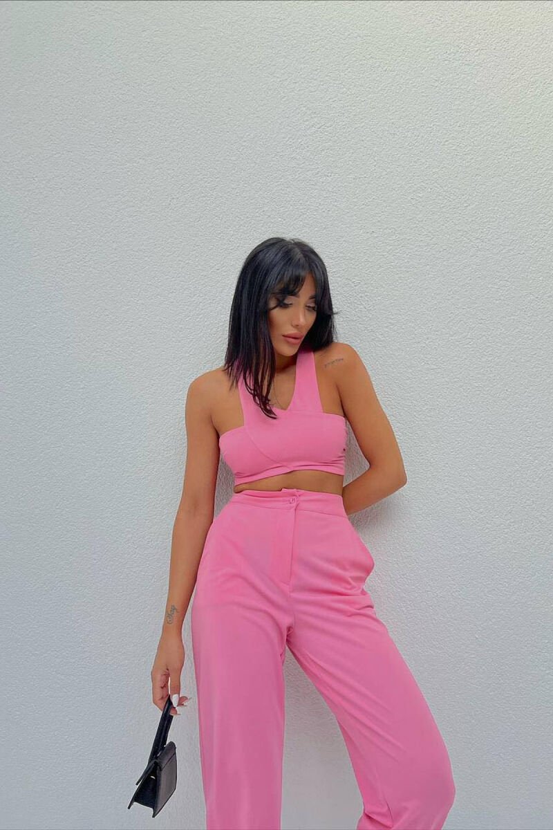 CROP+TROUSERS ONE COLOR WOMAN SET BABY PINK/ROZB - 2