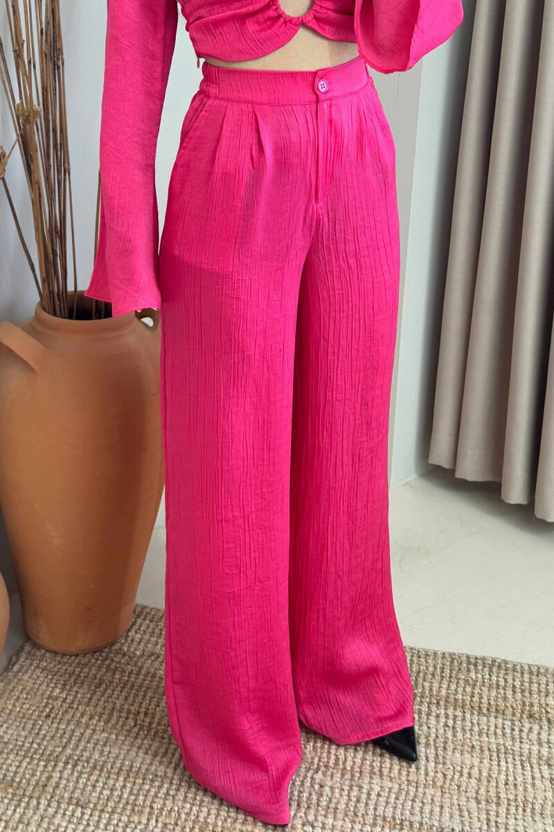 CROP+TROUSERS ONE COLOR WOMEN SET FUCHSIA/CIKLAMI - 4
