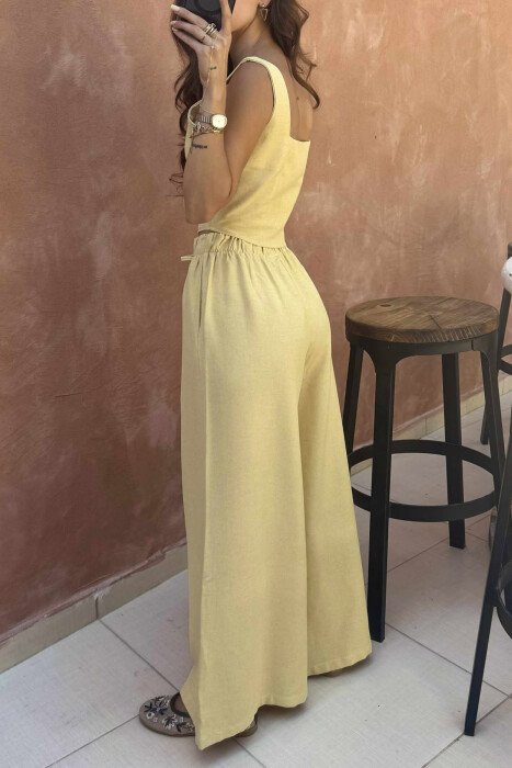 CROP+TROUSERS ONE COLOR WOMEN SET MUSTARD/MUSTARDE - 3