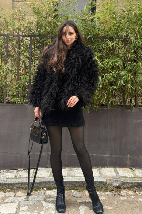 PALLTO ME GEZOF TE DREDHUR DHE JAKE TE LARTE PER FEMRA NE NGJYRE TE ZEZE - KLAUDIO FASHION