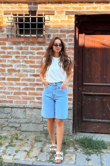 CUT OFF EDGES DENIM WOMEN SHORTS LIGHTBLUE/BZ - 3