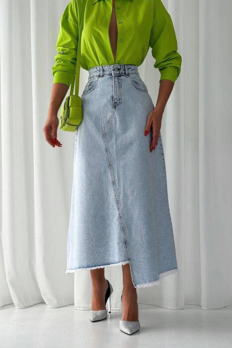 CUT-OFF LONG WOMEN SKIRT LIGHTBLUE/BZ - 2