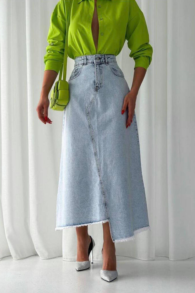 CUT-OFF LONG WOMEN SKIRT LIGHTBLUE/BZ - 2