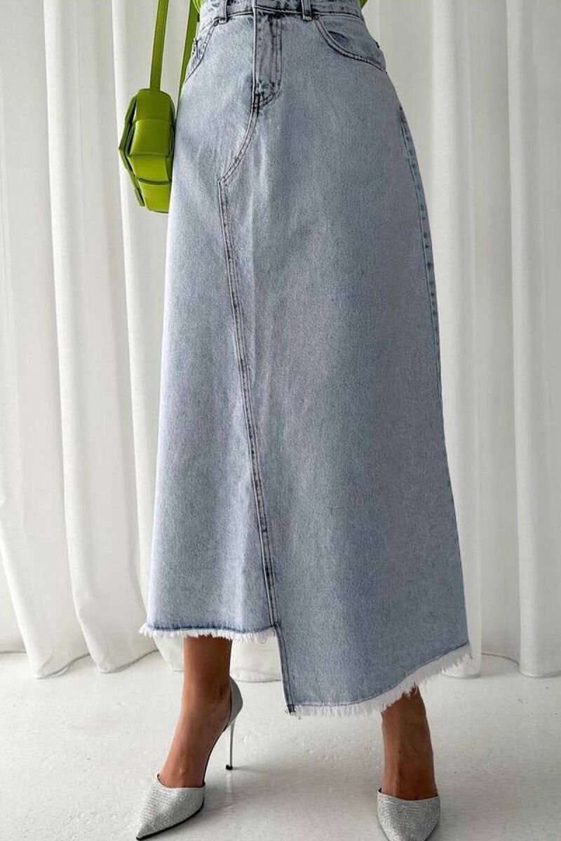CUT-OFF LONG WOMEN SKIRT LIGHTBLUE/BZ - 1