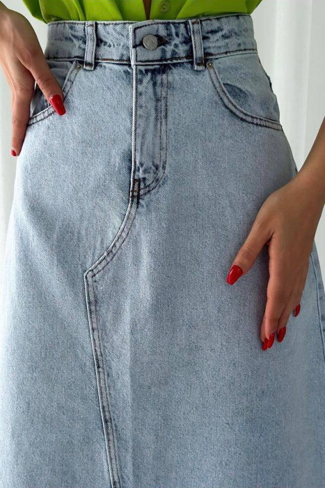 CUT-OFF LONG WOMEN SKIRT LIGHTBLUE/BZ - 3