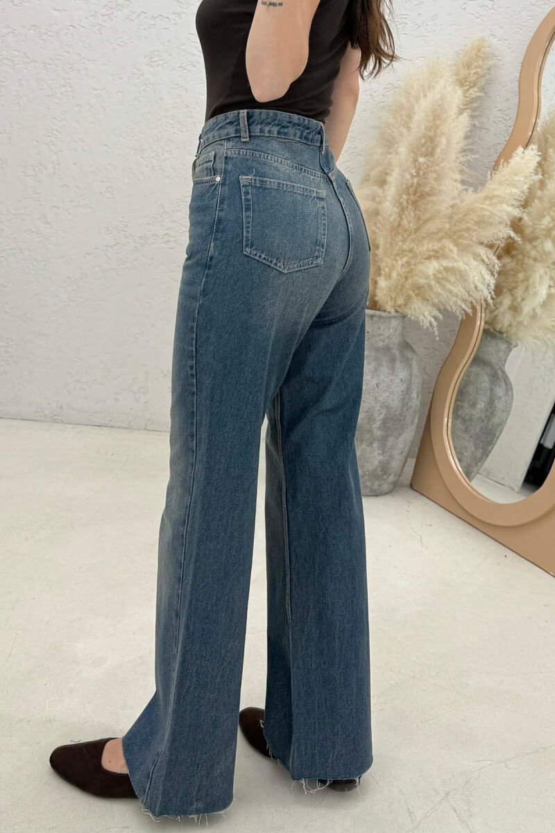 CUT-OFF WIDE LEG WOMEN JEANS BLUE/BLU - 2