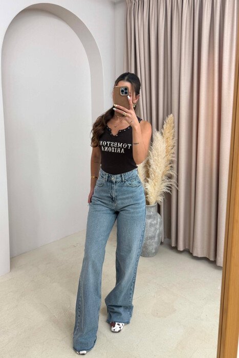 CUTTED EDGES ONE COLOR WOMAN JEANS BLUE/BLU - 2