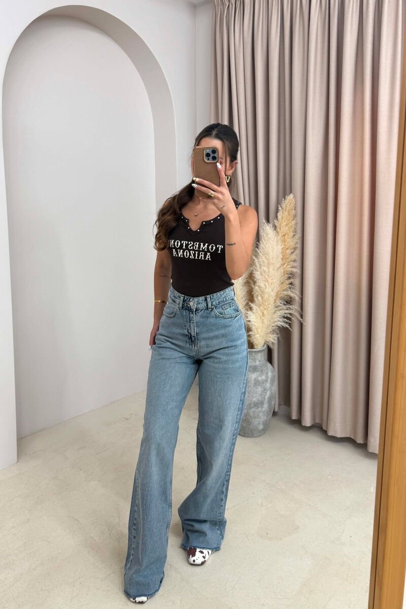 CUTTED EDGES ONE COLOR WOMAN JEANS BLUE/BLU - 2