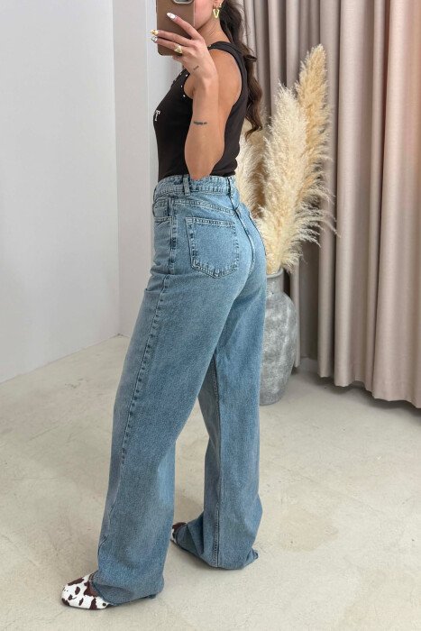 CUTTED EDGES ONE COLOR WOMAN JEANS BLUE/BLU - 3