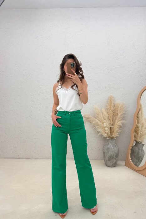 CUTTED EDGES SIMPLE WOMAN JEANS GREEN/JESHILE - 2