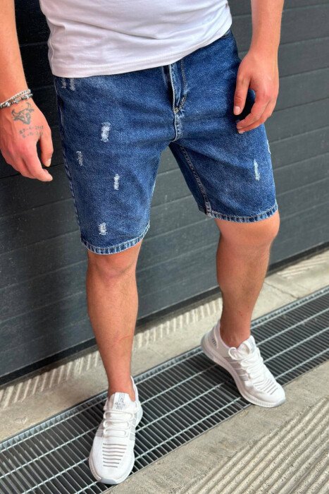 DARK BLUE MAN SHORT JEANS DARK BLUE/BEE - KLAUDIO FASHION