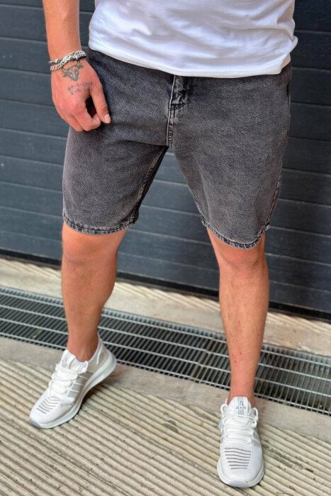 DARK GREY MAN SHORT JEANS DARK GREY/GEE - KLAUDIO FASHION