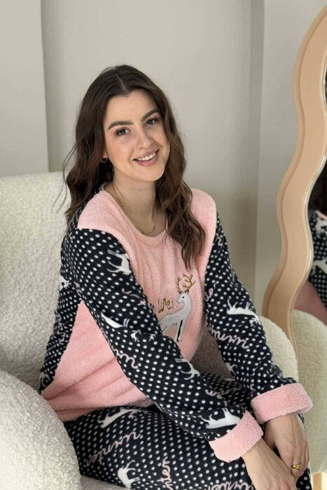 DEER IMAGE WARM WOMEN PYJAMAS PINK/ROZE - 2