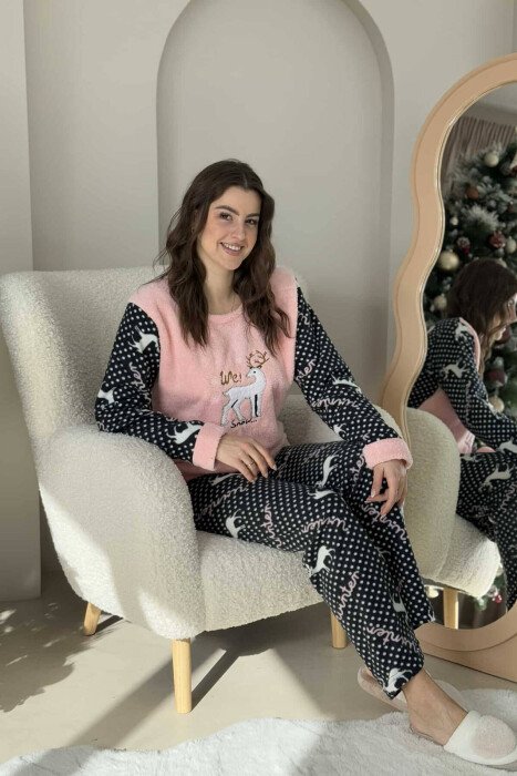 DEER IMAGE WARM WOMEN PYJAMAS PINK/ROZE - 5