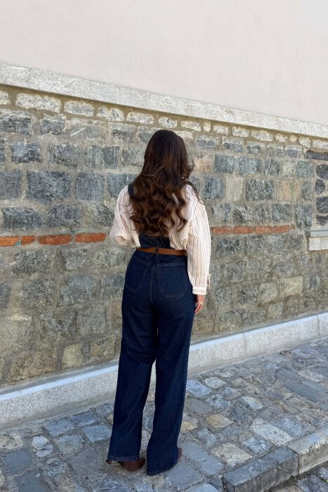 DENIM BELT DETAIL WOMEN JUMPSUIT BLUE/BLU - 3