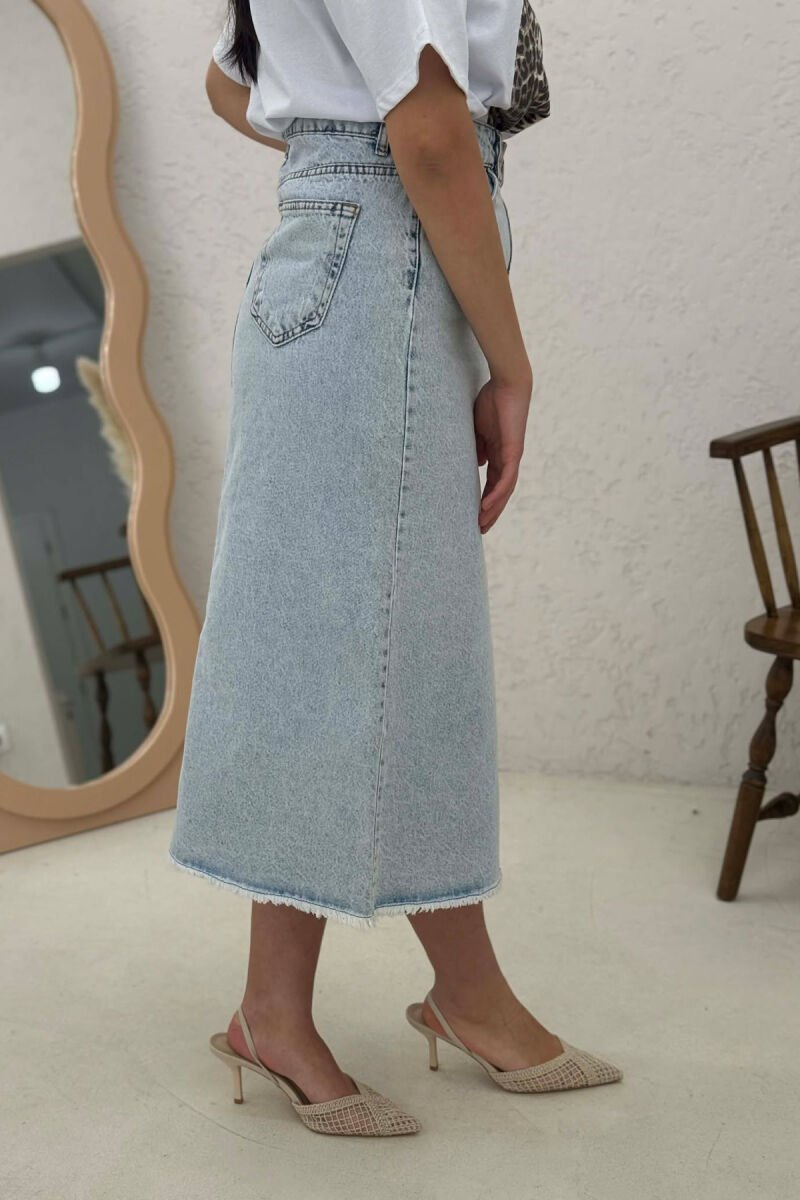 DENIM MIDI WITH SLIT WOMAN SKIRT LIGHTBLUE/BZ - 4