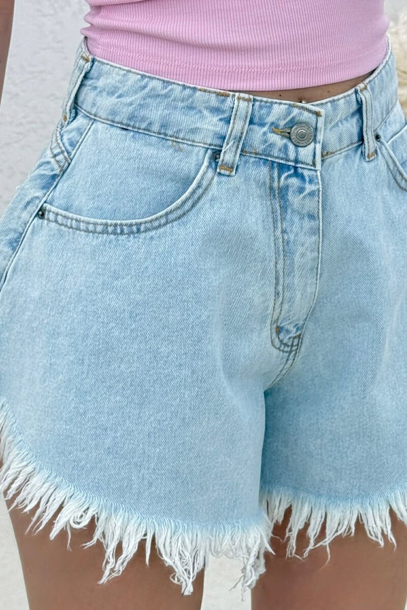DENIM RIPPED EDGES WOMAN SHORTS BABY BLUE/BLU BY - 4