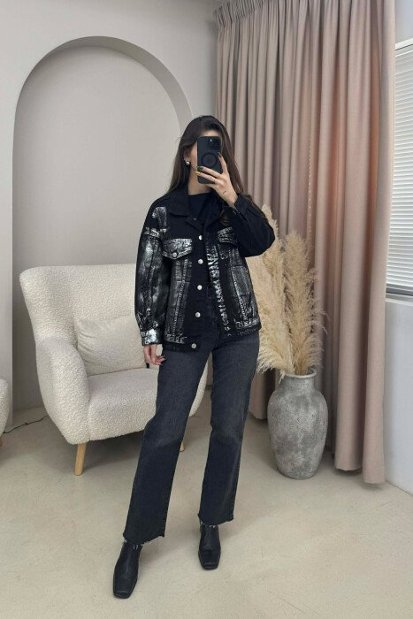 DENIM SHINY DETAILS WOMEN JACKET BLACK/ E ZEZE - 2