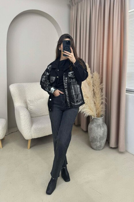 DENIM SHINY DETAILS WOMEN JACKET BLACK/ E ZEZE - 3
