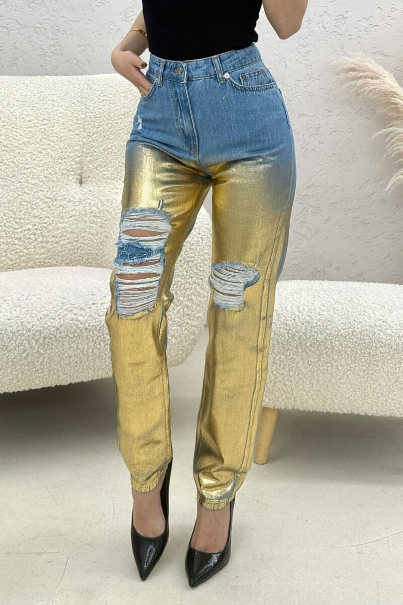 DENIM SHINY DETAILS WOMEN JEANS GOLDEN ROD/GOLD - 2