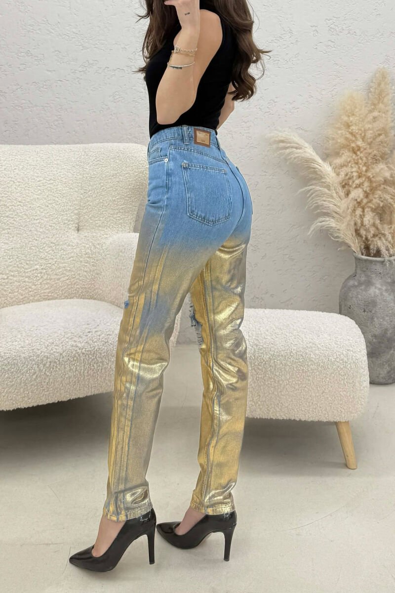 DENIM SHINY DETAILS WOMEN JEANS GOLDEN ROD/GOLD - 5