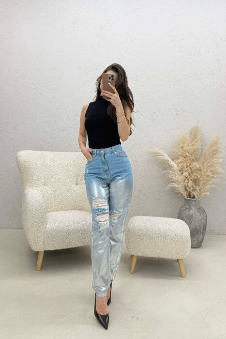 DENIM SHINY DETAILS WOMEN JEANS SILVER/ARGJEND 