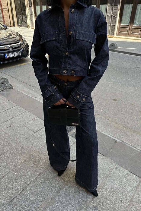 DENIM SHIRT+TROUSERS WOMAN SET BLUE/BLU - KLAUDIO FASHION