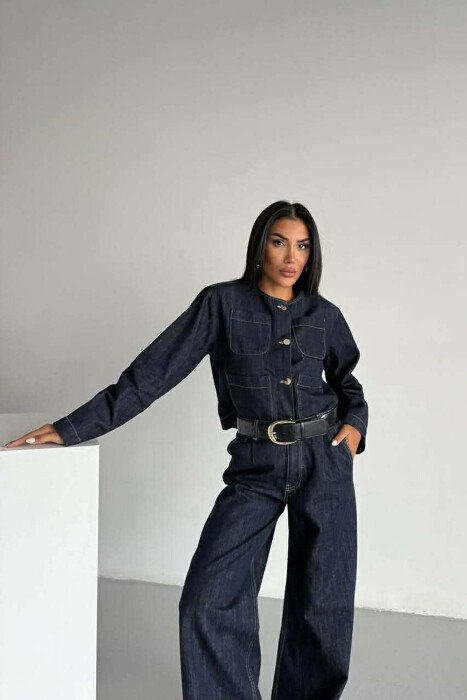 DENIM SHOULDER PADS WOMAN JACKET BLUE/BLU - 8