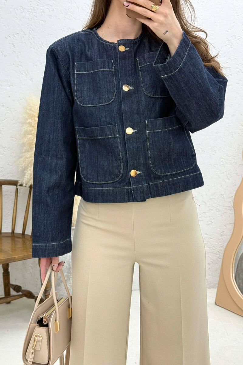 DENIM SHOULDER PADS WOMAN JACKET BLUE/BLU - 1