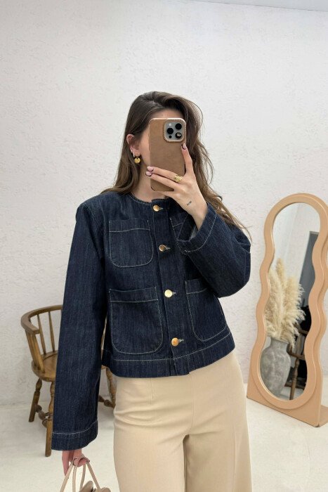 DENIM SHOULDER PADS WOMAN JACKET BLUE/BLU - 3