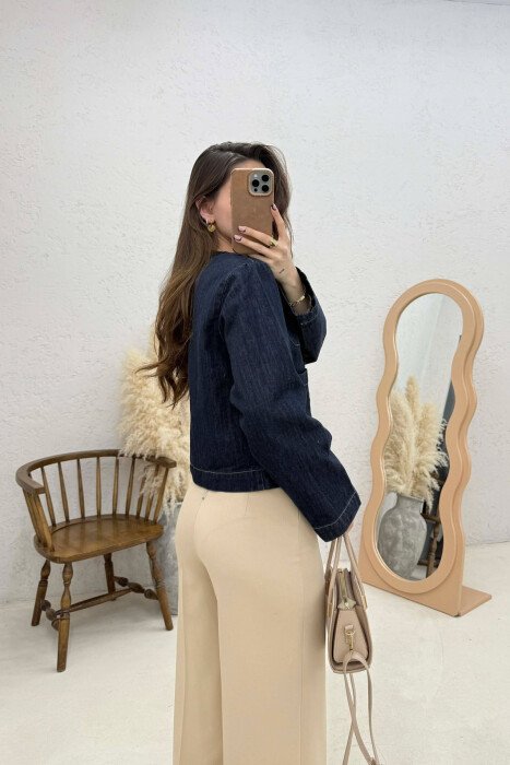 DENIM SHOULDER PADS WOMAN JACKET BLUE/BLU - 5