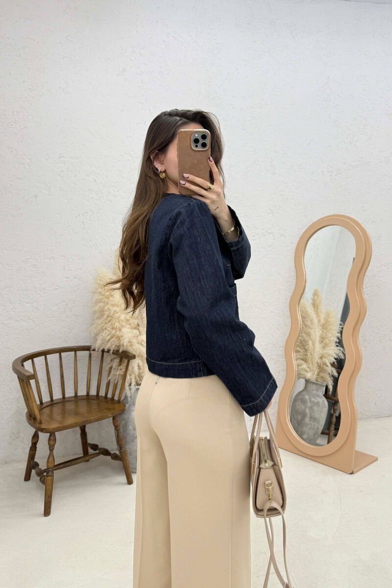 DENIM SHOULDER PADS WOMAN JACKET BLUE/BLU - 5