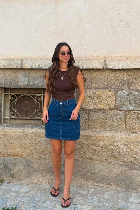 DENIM SIDE POCKETS WOMAN SKIRT BLUE/BLU 