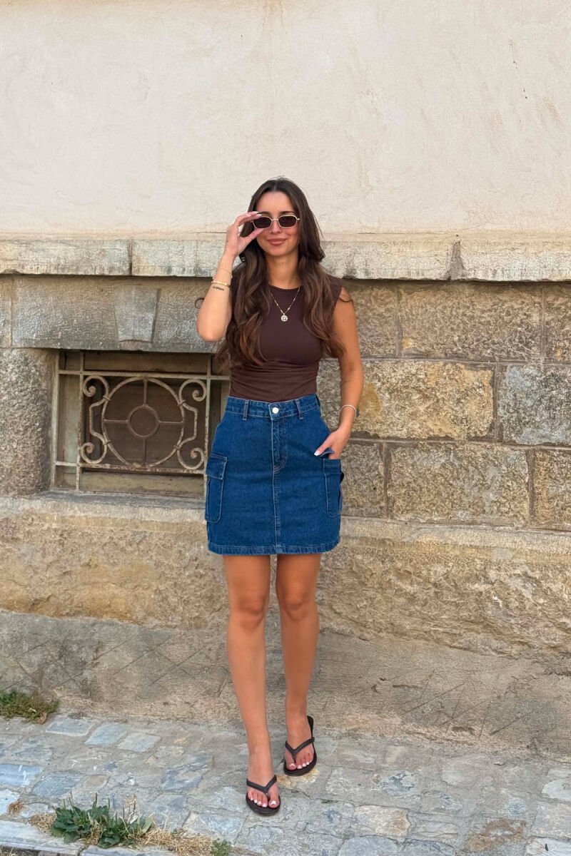 DENIM SIDE POCKETS WOMAN SKIRT BLUE/BLU - 2