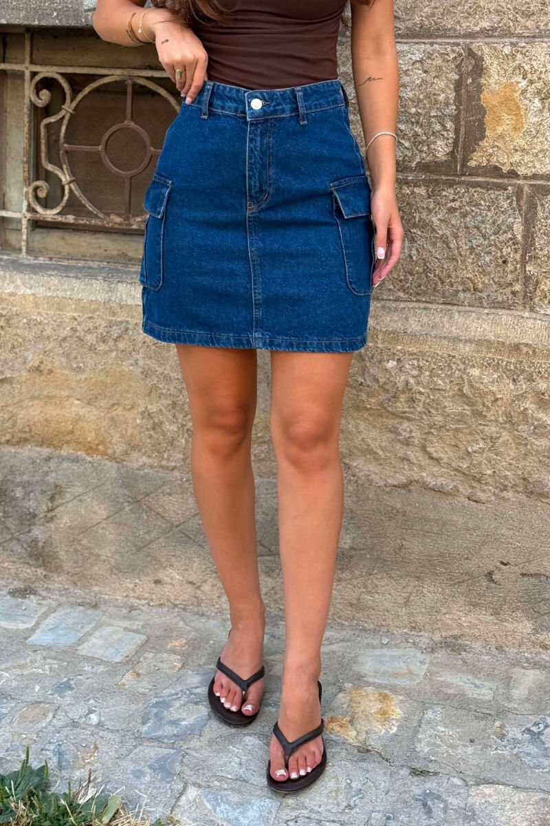 DENIM SIDE POCKETS WOMAN SKIRT BLUE/BLU - 3
