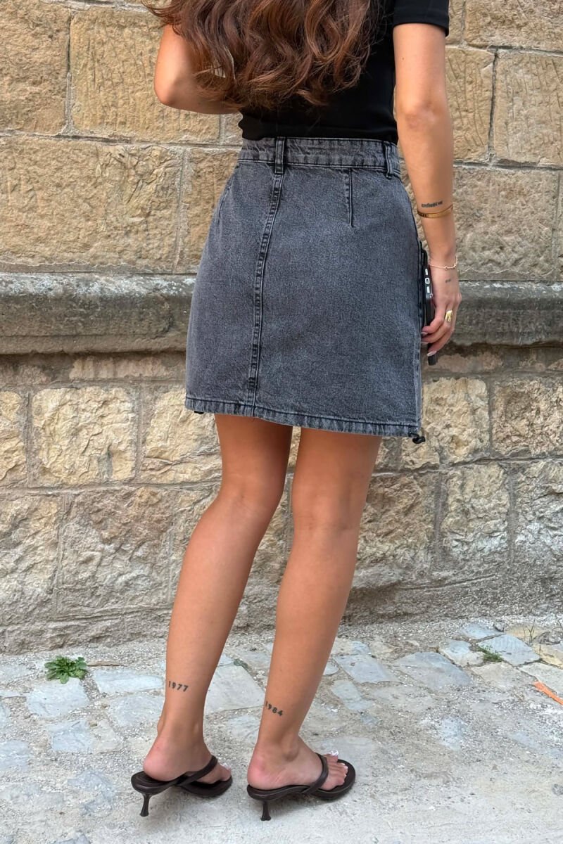 DENIM SIDE POCKETS WOMAN SKIRT DARK GREY/GEE - 4