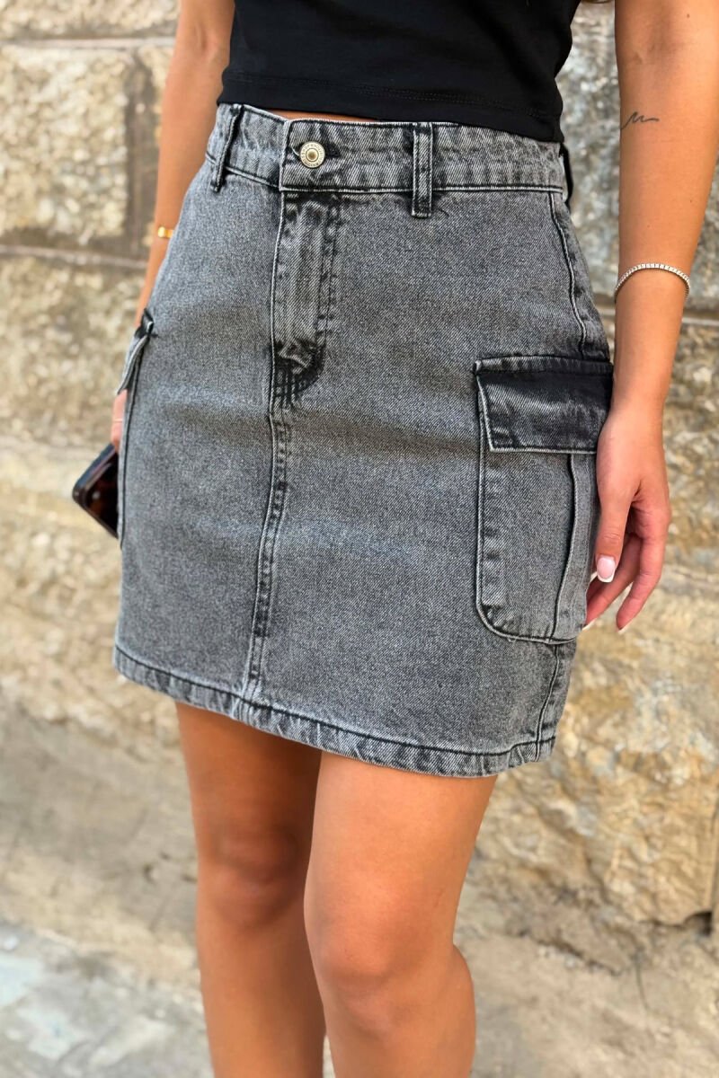 DENIM SIDE POCKETS WOMAN SKIRT DARK GREY/GEE - 5