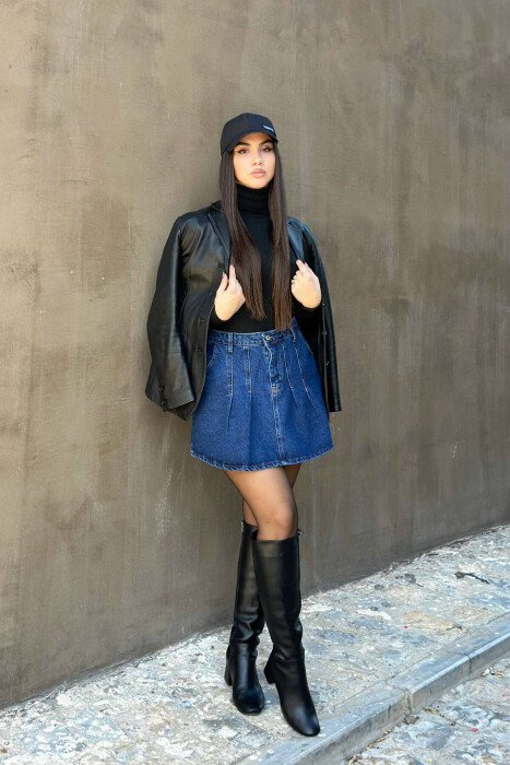 DENIM SIMPLE WOMEN SKIRT BLUE/BLU - 2